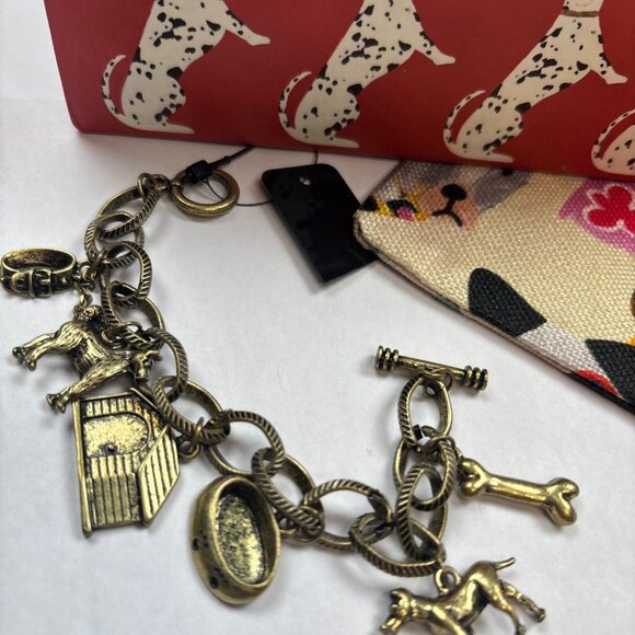 Dog-Themed Gift Set With Charm Bracelet Canvas Zipper Pouch & Decorative Box - Picture 2 of 7